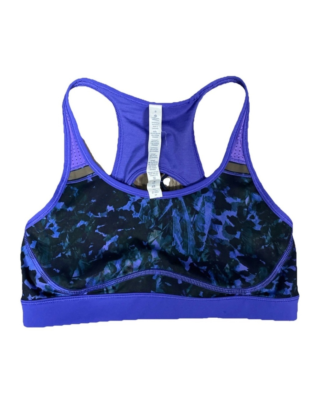 Lululemon Sweaty Or Not Sports Bra Iris Flower Size 8